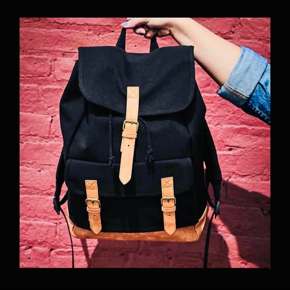 DSW Handbags - BLACK CANVAS BACKPACK